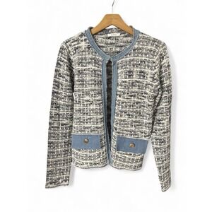 Sioni Blue & Grey Sweater Size Small Long Sleeve Double Pocket Pullover Top